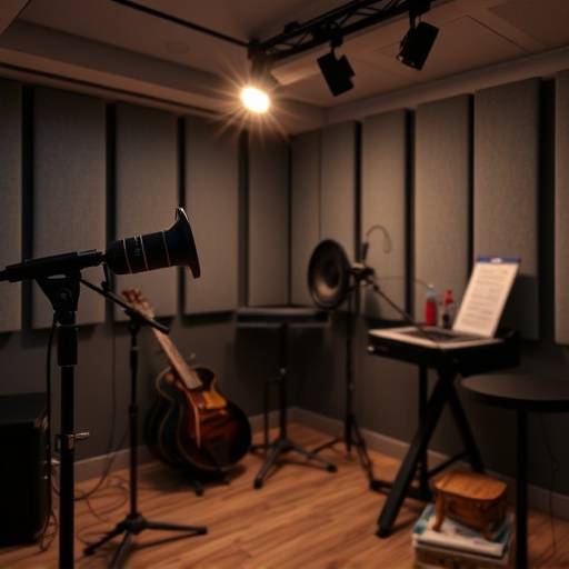 En lydisolert voiceover-innspillingsstudio med profesjonelt utstyr